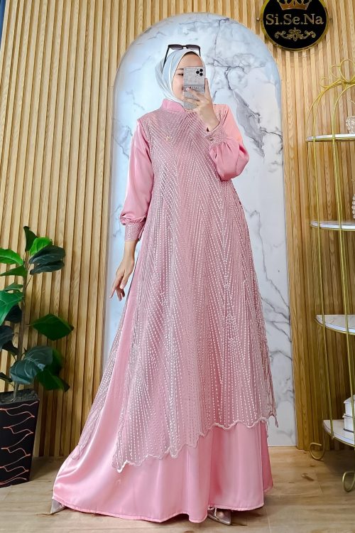 Gamis Sisena Gamis Silk Silky Kombinasi Premium Sanlya Bilqis series by Si.Se.Na