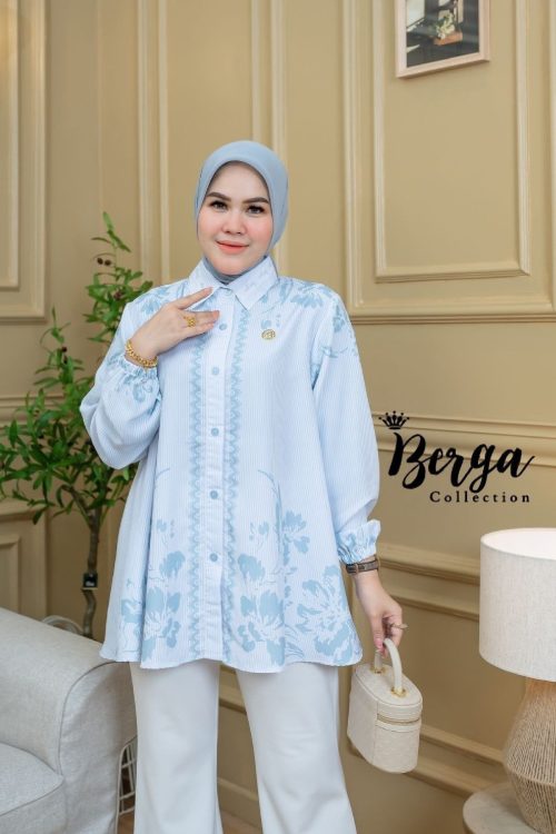 blouse tunik silk silky motif printing premium brand Berga Collection