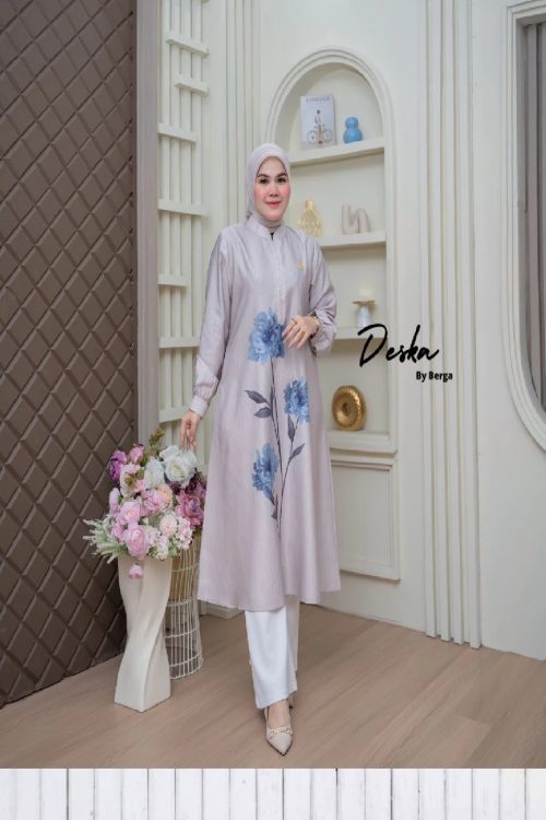 Long Tunik Jumbo Motif Print Floral Bunga Terbaru by Berga Collection
